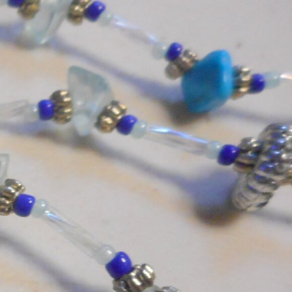 HandCrafted Necklace about 30"  ...… blue, white, silver and clear bead color - Picture 5 of 8
